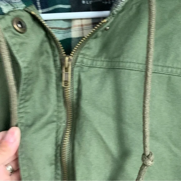 Blu Pepper Utility Jacket Drawstring Waist Zip Up Coat With Hood - Picture 4 of 6